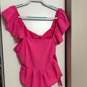SHEIN Fuchsia Ruffle Sleeve Blouse